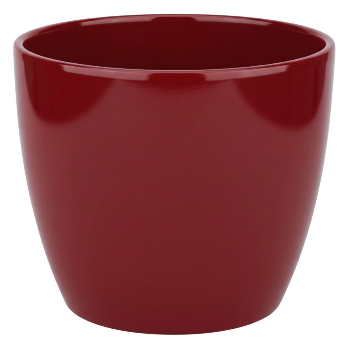 BLUMENTOPF Sylt Keramik Ø 17 cm Höhe 15 cm rund Weinrot glänzend - Weinrot, Keramik (17/15cm) - LENI