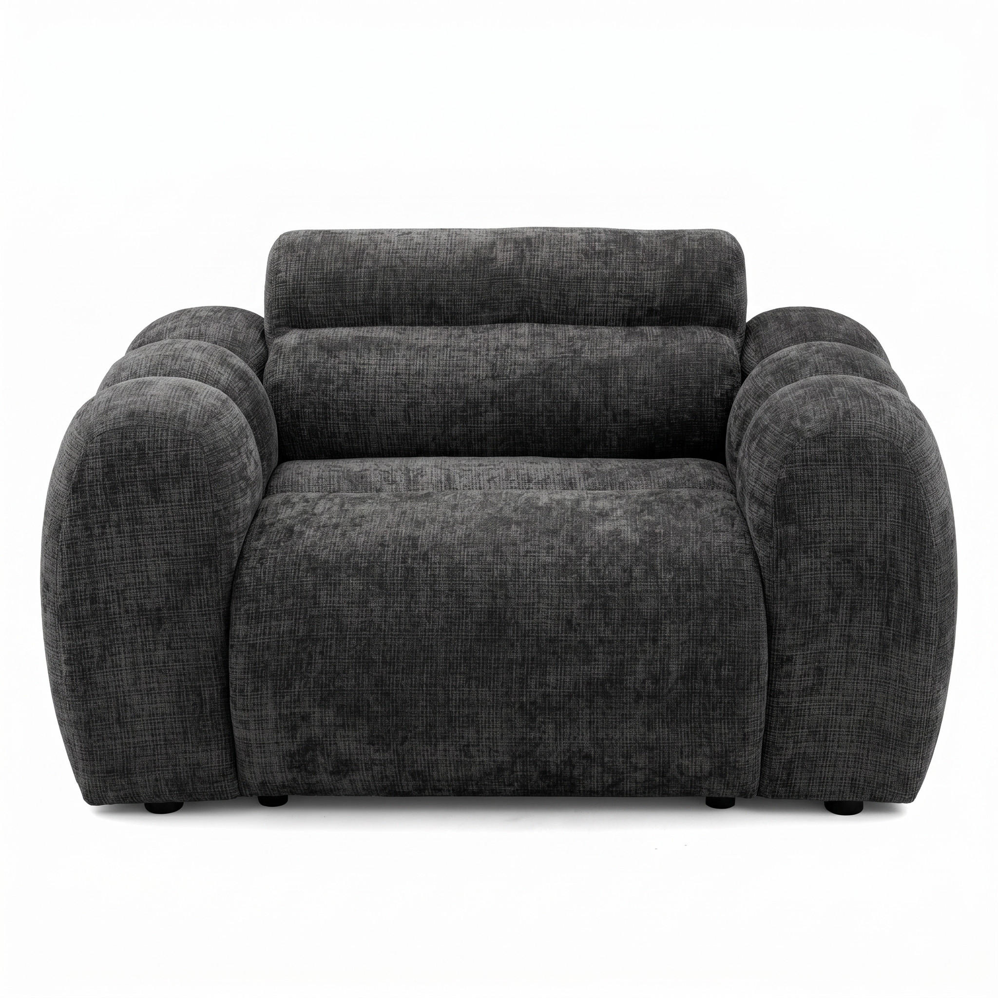 SESSEL VEER, Breite 131 cm Chenille Webstoff Anthrazit - Anthrazit/Schwarz, Holz/Kunststoff (131/75/92cm) - Muffo