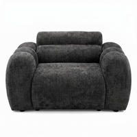 SESSEL VEER, Breite 131 cm Chenille Webstoff Anthrazit - Anthrazit/Schwarz, Holz/Kunststoff (131/75/92cm) - Muffo