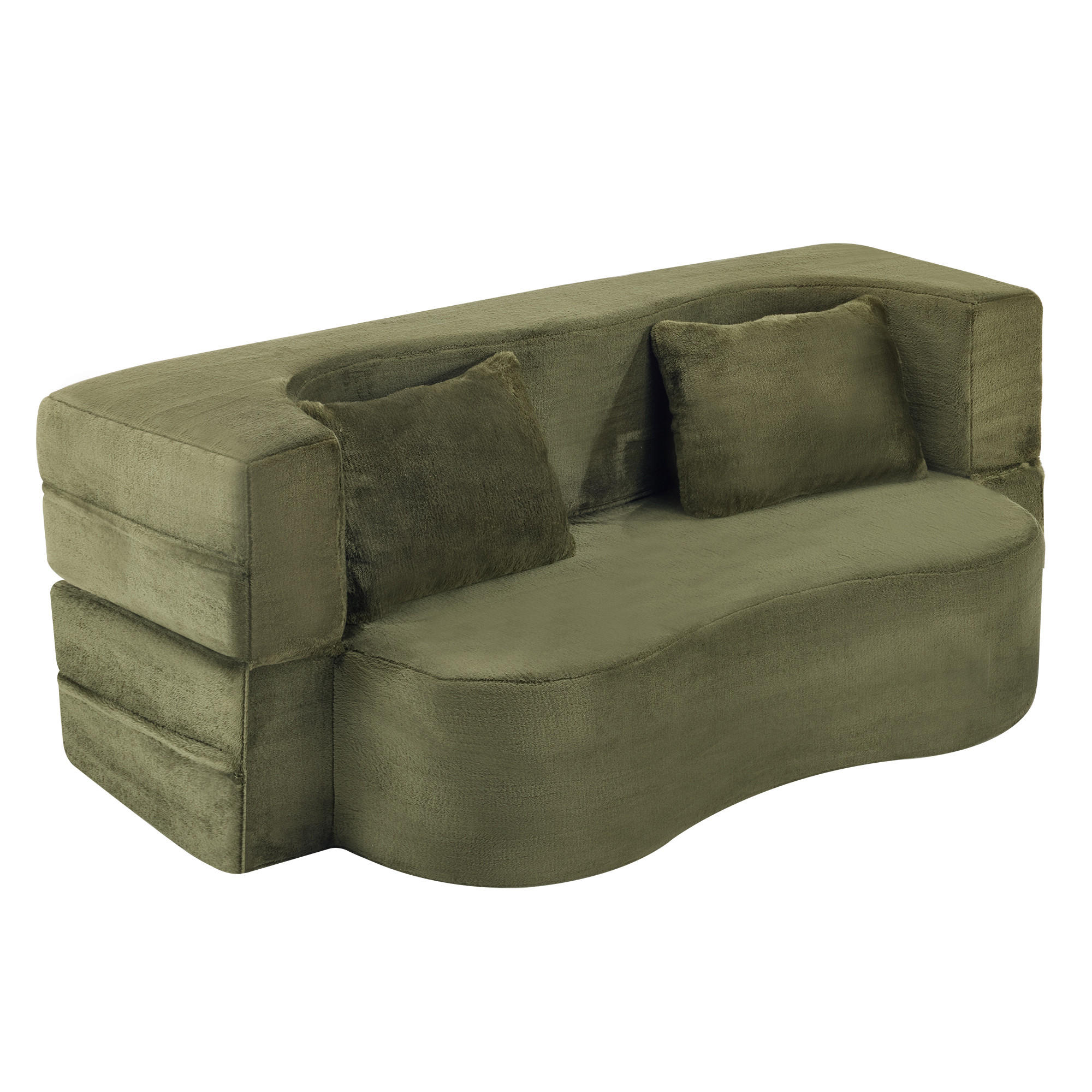 SCHLAFSOFA DE-34997 2-in-1 klappbar Grün - Grün, Textil (55/70/180cm) - ComfortXL