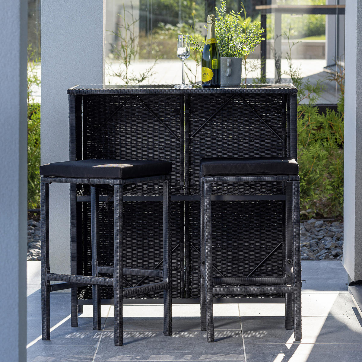 OUTDOOR BARLOUNGE - Schwarz - Polyethylen - 60 x 105 x 100 cm - Schwarz, Kunststoff - home24