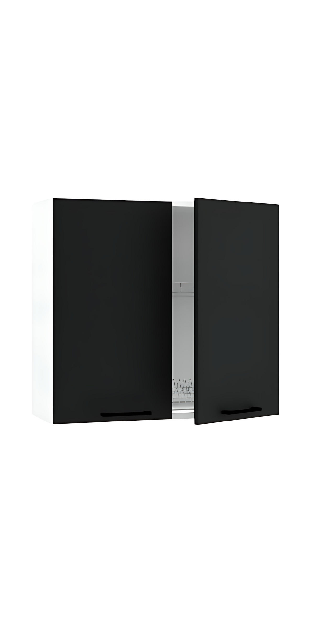 HÄNGESCHRANK mit Geschirrtrockner - W80SU - Morvex - Modernes Design - Schwarz, Holz/Metall (80/72/30cm) - ROYAL24_MARKT