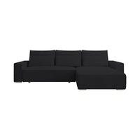 ECKSOFA Alice mit Bettkasten und Schlaffunktion, Cordstoff in L-Form - Schwarz, Textil (289/184cm)
