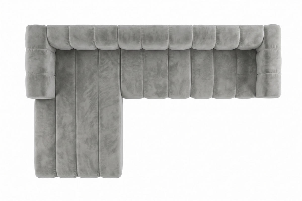 ECKSOFA Modulares In L-Form, Velvet-Stoff Riviera, Grau, Links, GRAND 318 cm - Grau, Holz (318/179cm) - Kaiser Möbel