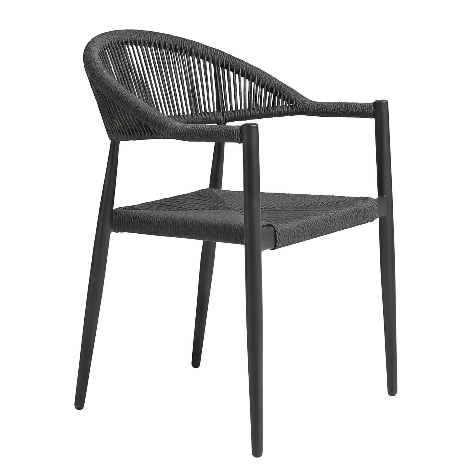 GARTENSTUHL - Aluminium / Polyrattan - Anthrazit, Kunststoff/Metall (56/77/60cm) - home24