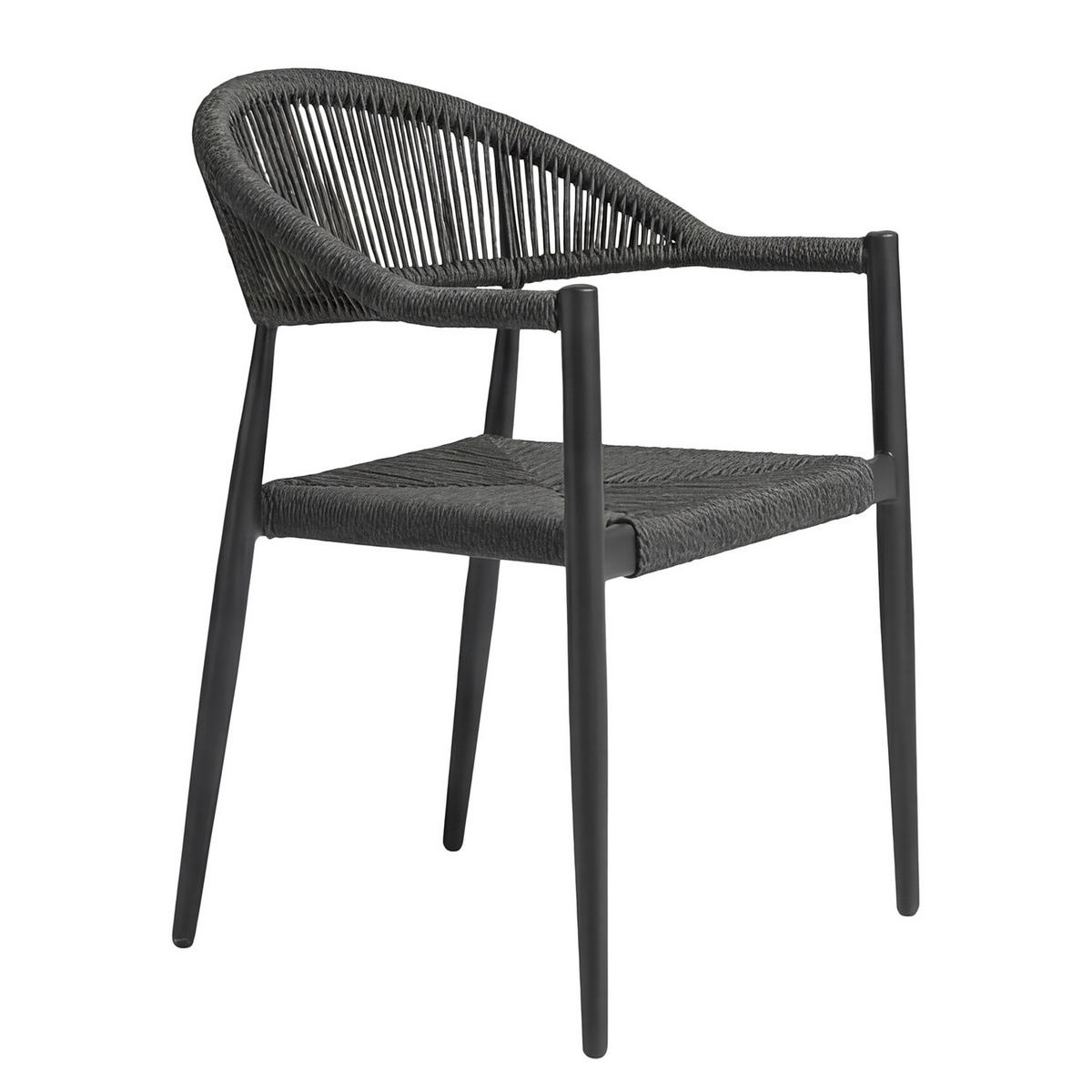 GARTENSTUHL - Aluminium / Polyrattan - Anthrazit, Kunststoff/Metall (56/77/60cm) - home24