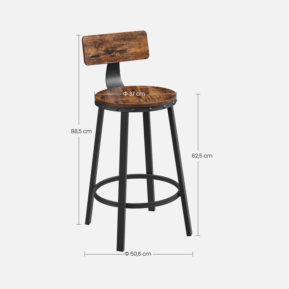 BARSTUHL 2ER-SET - Braun, Holzwerkstoff (37/89/37cm) - Hansiro