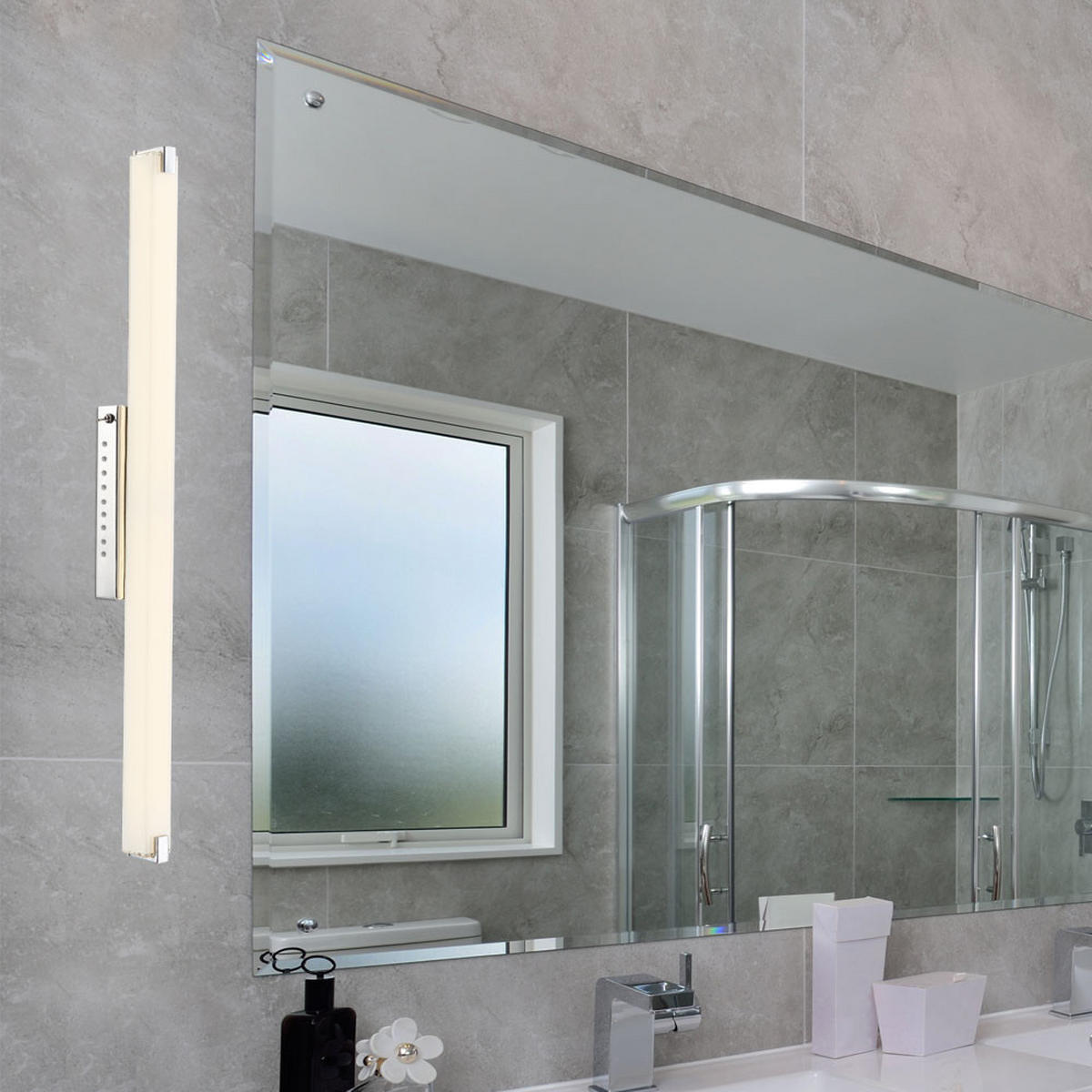 LED WANDLEUCHTE Chrom Glas Silber - Silberfarben, Glas (6/9.4/79cm) - Globo Lighting