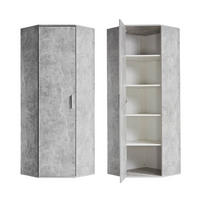ECKSCHRANK Der Lange - Hellgrau/Weiß, Holzwerkstoff (64/180/64cm) - Mokebo