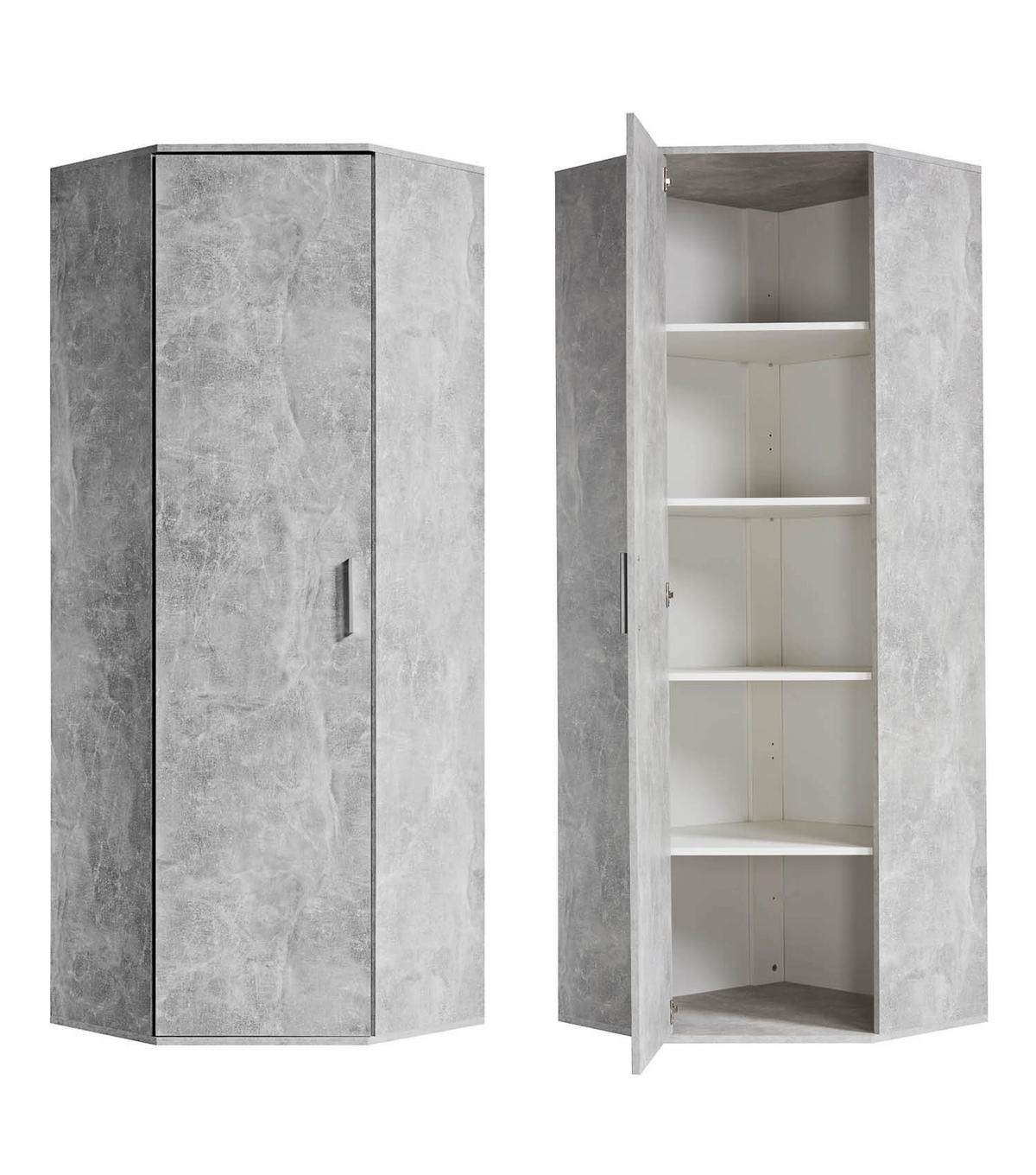 ECKSCHRANK Der Lange - Hellgrau/Weiß, Holzwerkstoff (64/180/64cm) - Mokebo