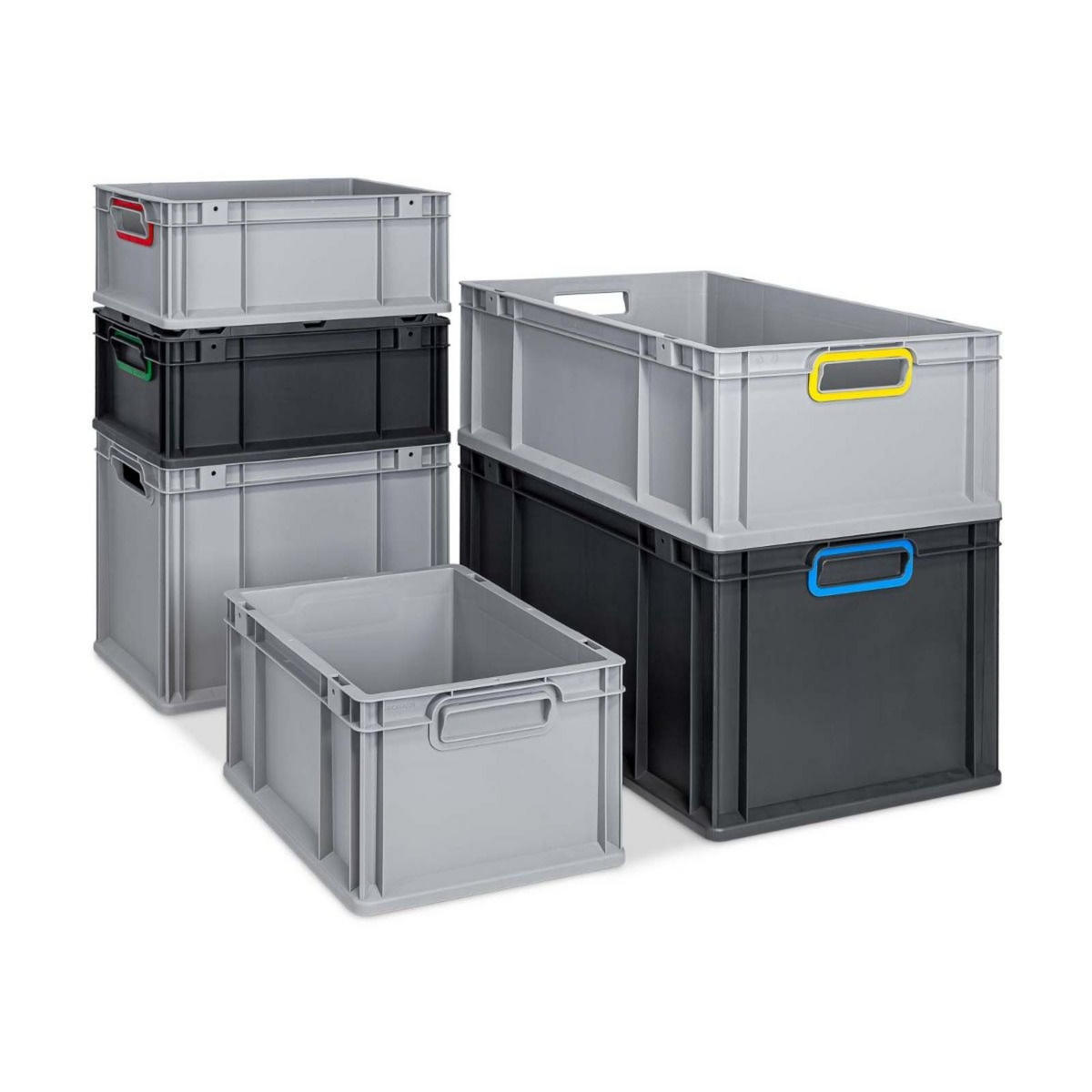 EUROBOX NextGen Color 32x30x40 cm 30 Liter Griffe schwarz offen, Grau - Schwarz/Grau, Kunststoff (30/32/40cm) - PROREGAL