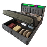 POLSTERBETT 160/200 cm Grau mit LED-Beleuchtung, Bettkasten und USB-Anschlüssen - Grau, Textil (160/200cm) - Flora Grace