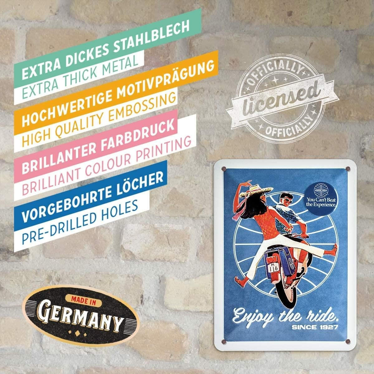 BLECHSCHILD 15/20 cm Pan Am Enjoy the Ride - Multicolor, Metall (15/20cm) - Nostalgic-Art