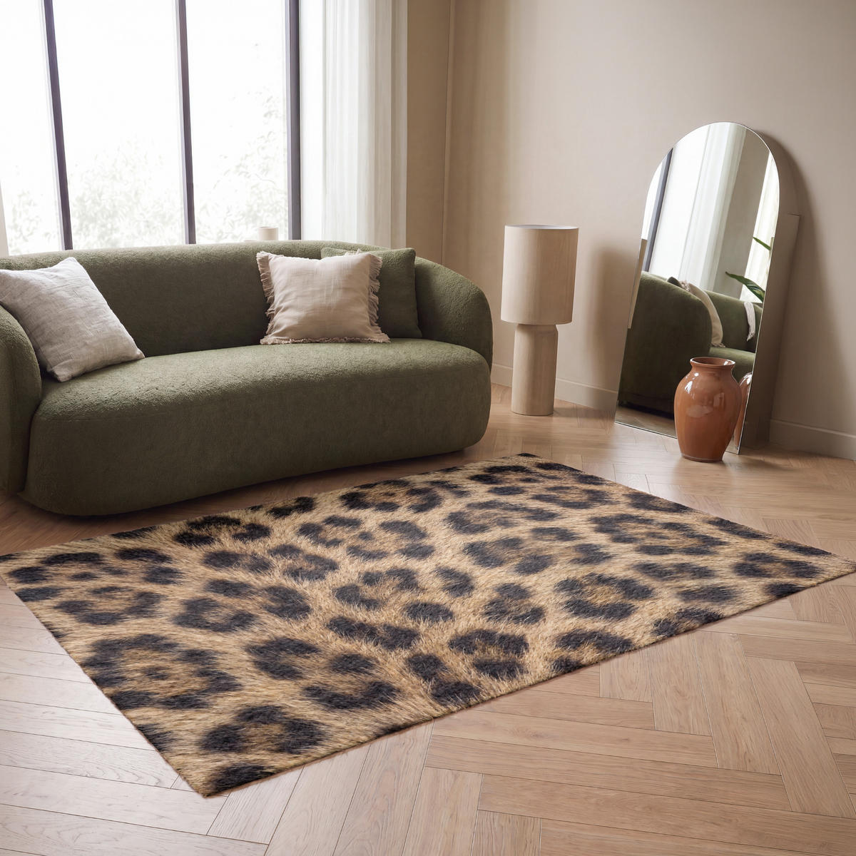 KOBERCE - Leopard - Kabát - Klasický - Hnedý - 180x120 cm - hnedá, textil/plast (180/0.4cm) - OnlyWow