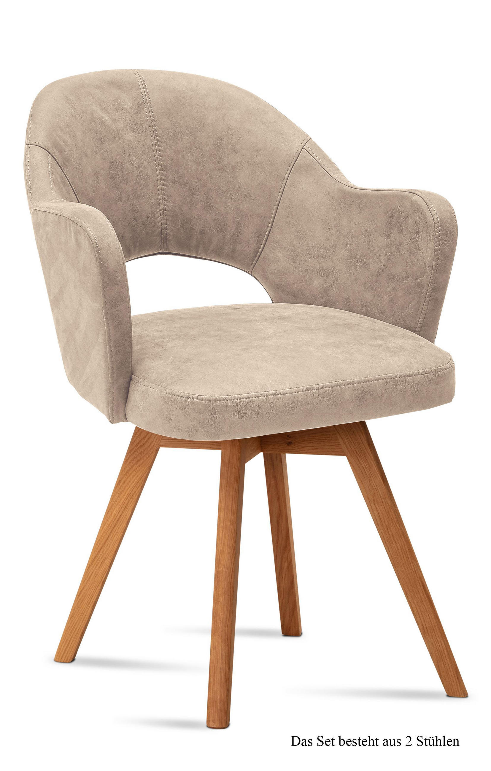 ARMLEHNSTUHL (2er-Set) Dolly 59x87x61 Eiche geölt/Natur - Eichefarben/Naturfarben, Kunststoff (61/87/59cm) - 58aufmkessel