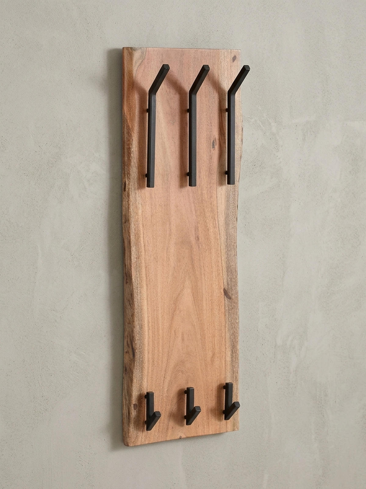 WANDGARDEROBE Akazie Massivholz Metall Modern 35,5x11x100 cm mit Naturkante - Beige, Holz (35/100/11cm) - KADIMA DESIGN