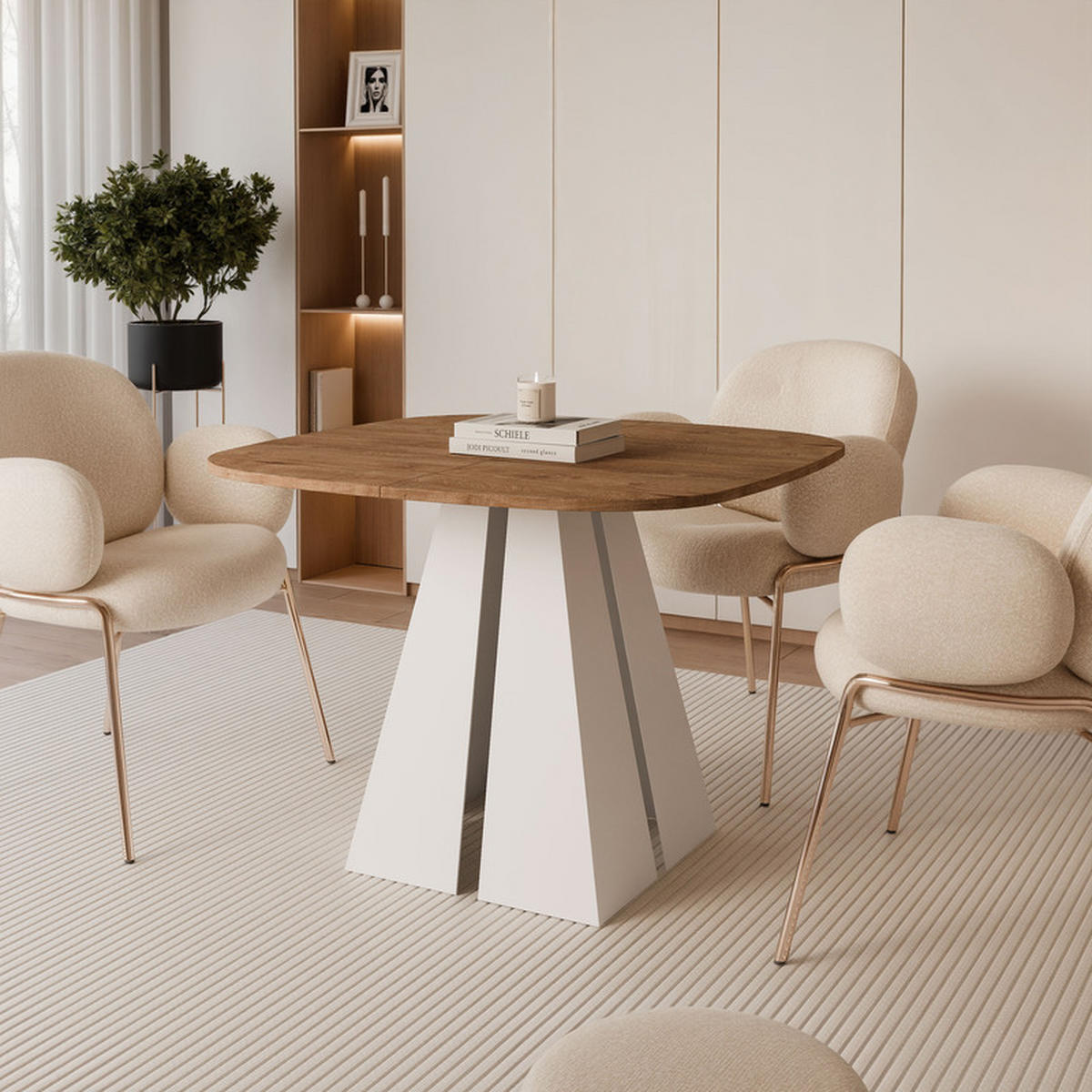 AUSZIEHTISCH ZELO 120/60/76 cm, Weiß / Lefkas-Eiche - Weiß/Eiche San Remo, Holzwerkstoff/Metall (60/120/76cm) - Idohome