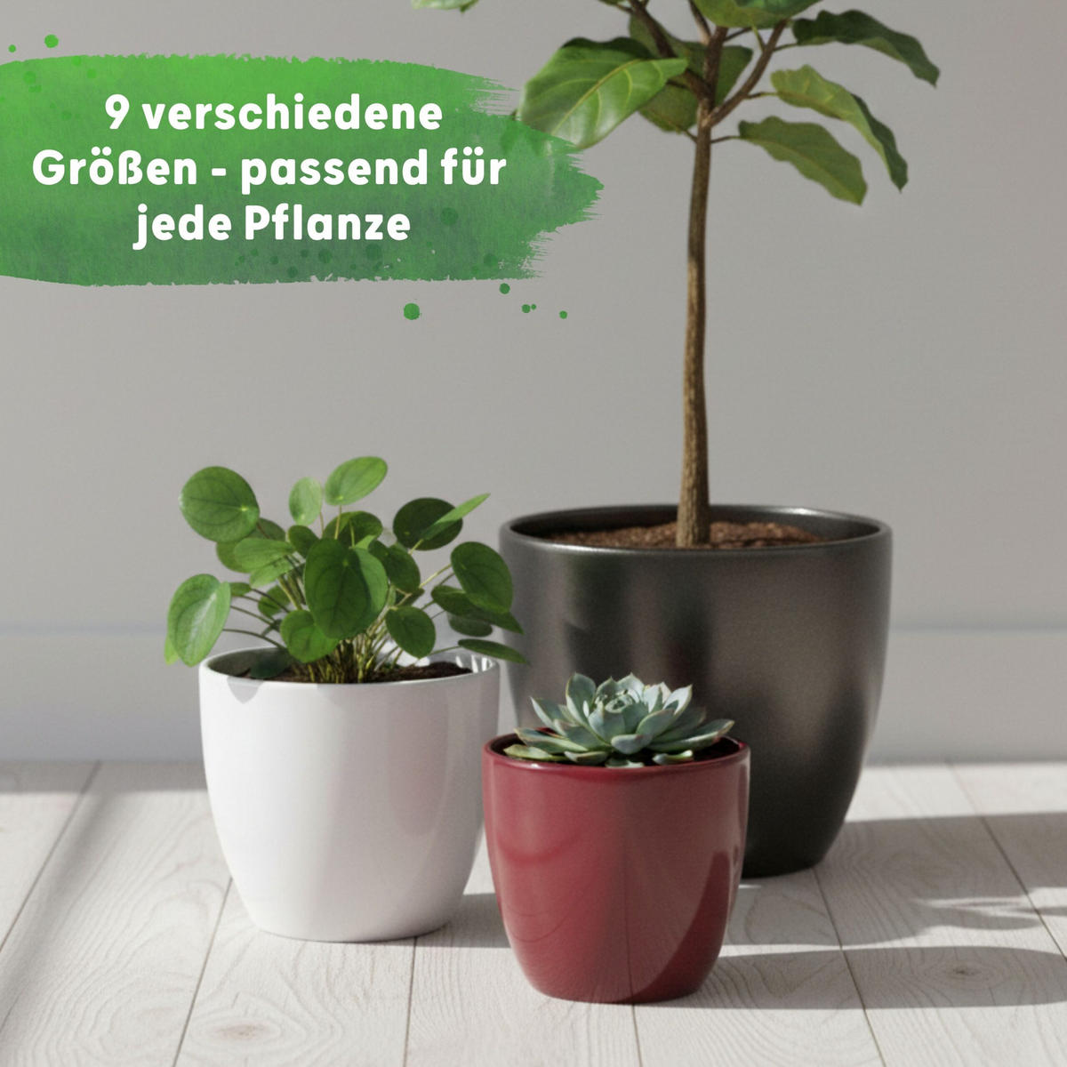 BLUMENTOPF Sylt Keramik rund glänzend Dunkelsilber Metallic 11/9 cm - Silberfarben, Keramik (9.5cm) - LENI