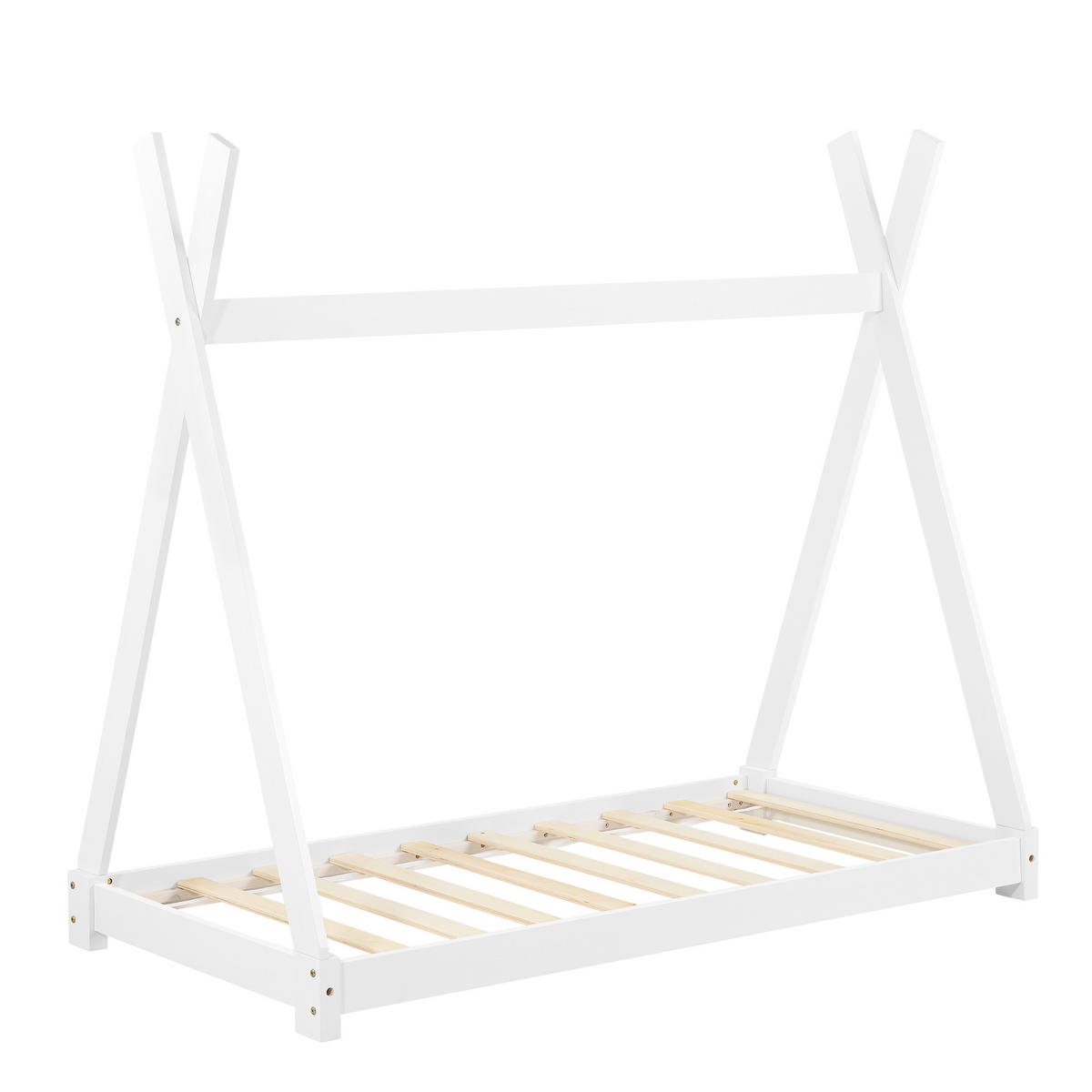 KINDERBETT Onejda mit Matratze - Weiß, Holz/Textil (80/160cm) - [en.casa]
