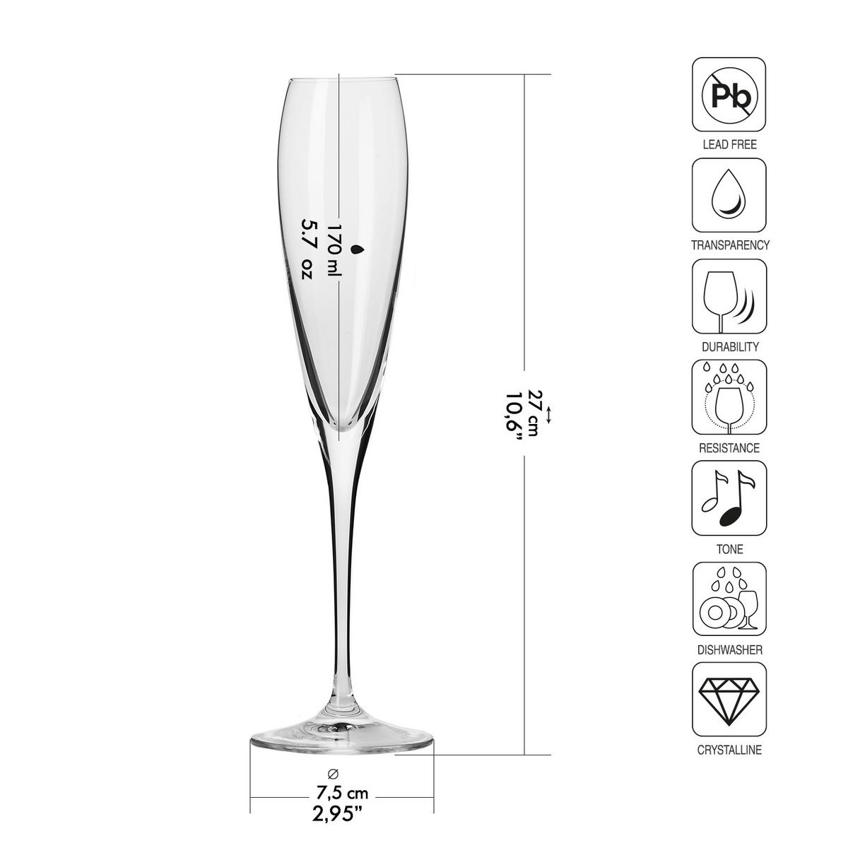 SEKTGLÄSER, 4er-Set, 170 ml - Transparent, Glas (0.17L) - Krosno Glass