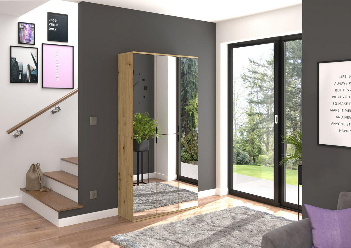 SPIEGELSCHRANK PROJEKT X (B/H/T: ca. 30/193/34 cm) in Artisan Eiche Nachbildung/Spiegelglas - Eiche Artisan, Holzwerkstoff (30/193/34cm)