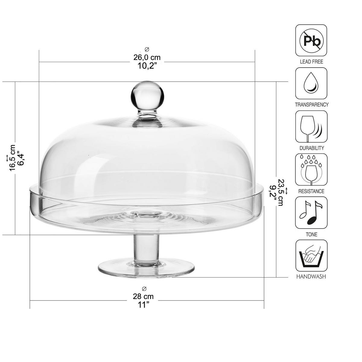 PLATTE MIT EINER GLASGLOCKE, 1 Stk., 28 cm, Handgemacht - Transparent, Glas (28/23.5/28cm) - Krosno Glass