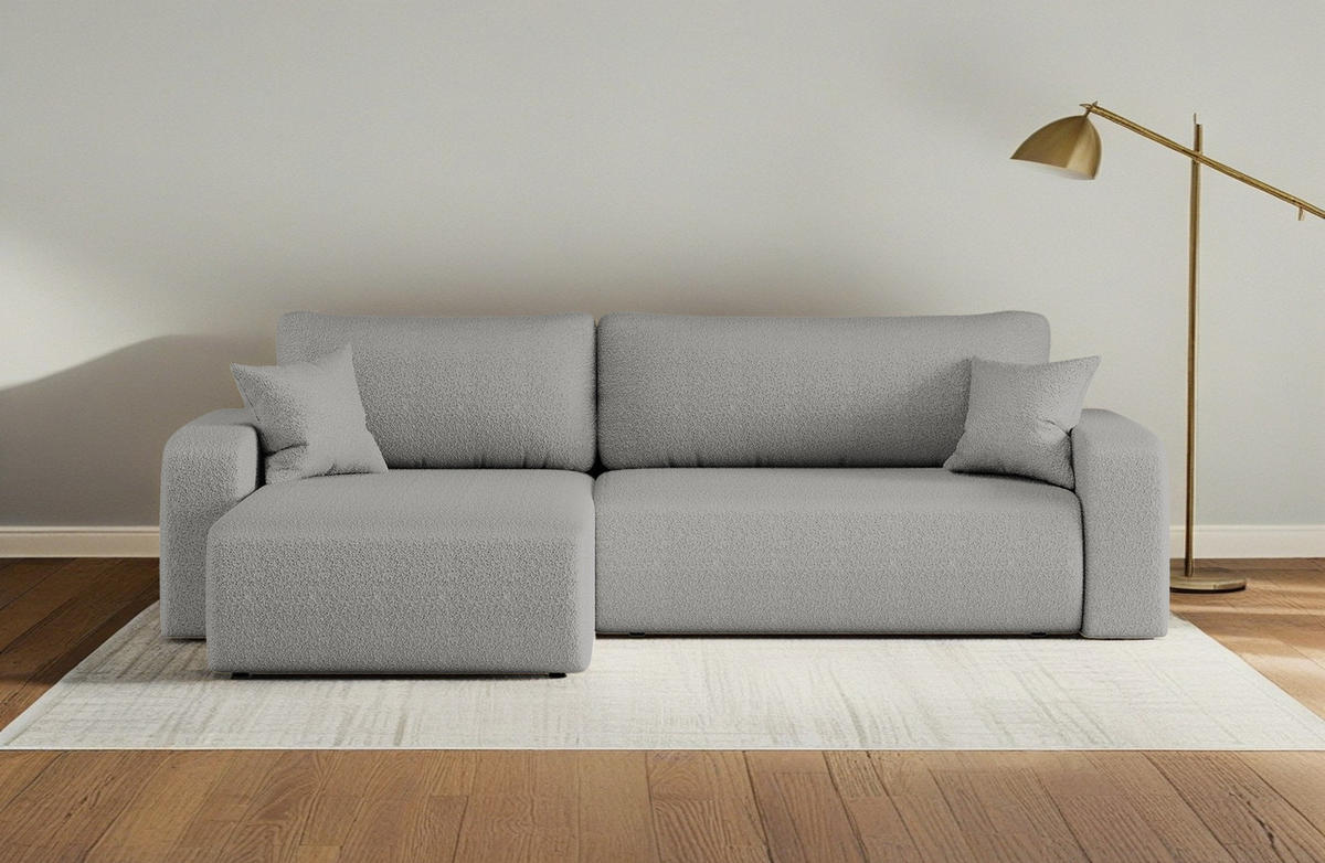 SCHLAFSOFA MILANO XL Und Bettkasten Stoff Quelle Grau Links - Grau, Holz (145/82/274cm) - Kaiser Möbel