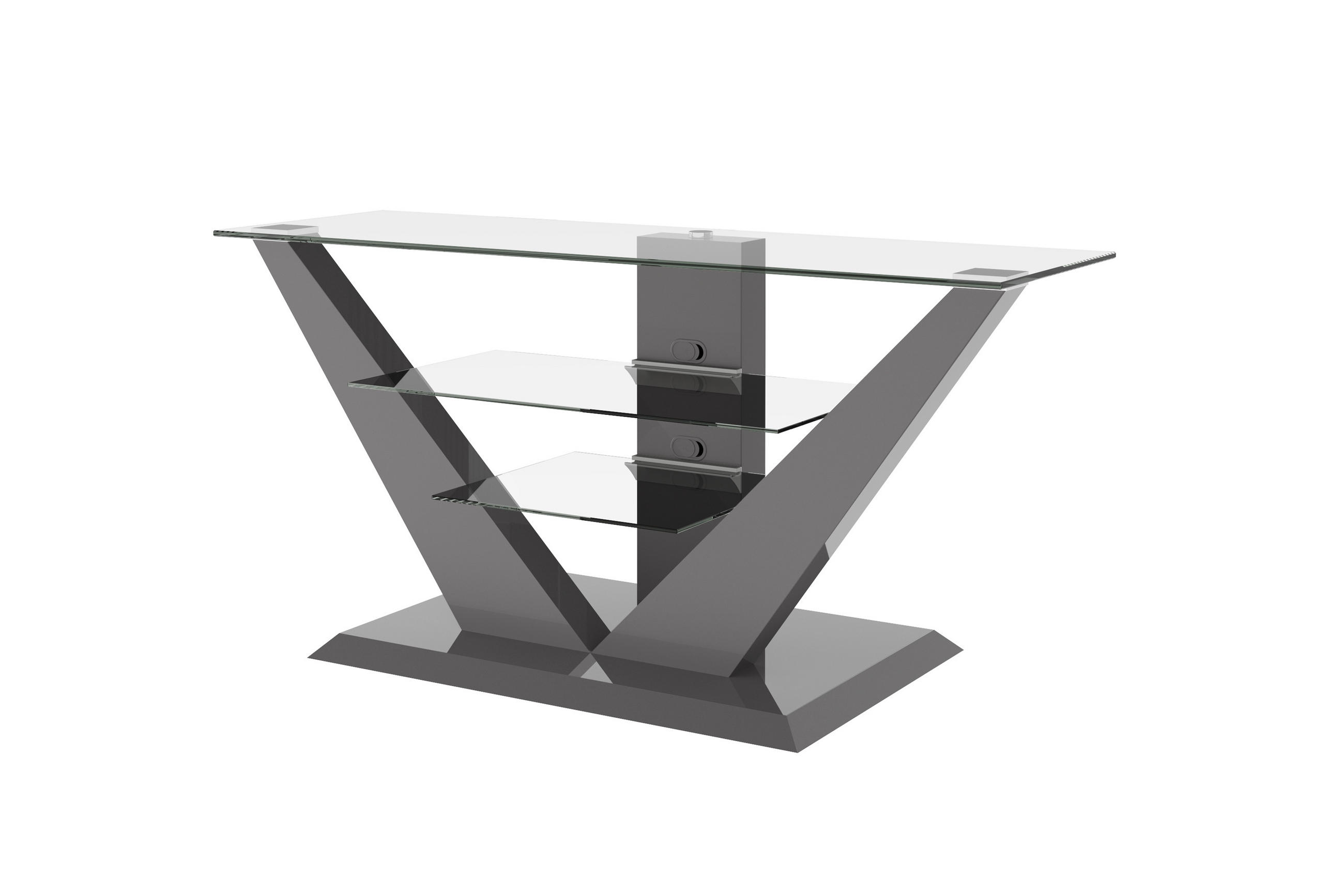 FERNSEHTISCH rechteckig Grau Hochglanz Glas 140/65/53 cm - Grau, Holzwerkstoff (53.5/65/140cm)