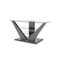FERNSEHTISCH rechteckig Grau Hochglanz Glas 140/65/53 cm - Grau, Holzwerkstoff (53.5/65/140cm)