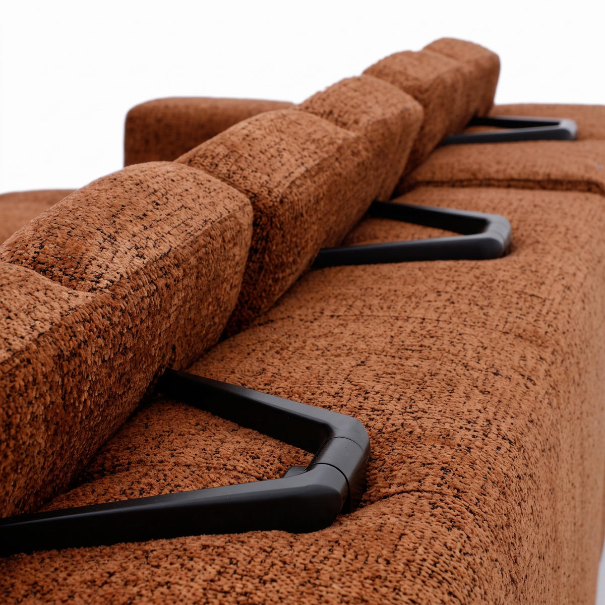ECKSOFA TENDER Links mit Schlaffunktion und Verstellbare Kopfstützen, Chenille terrakotta - Terracotta/Schwarz, Holz/Kunststoff (315/176cm) - Muffo