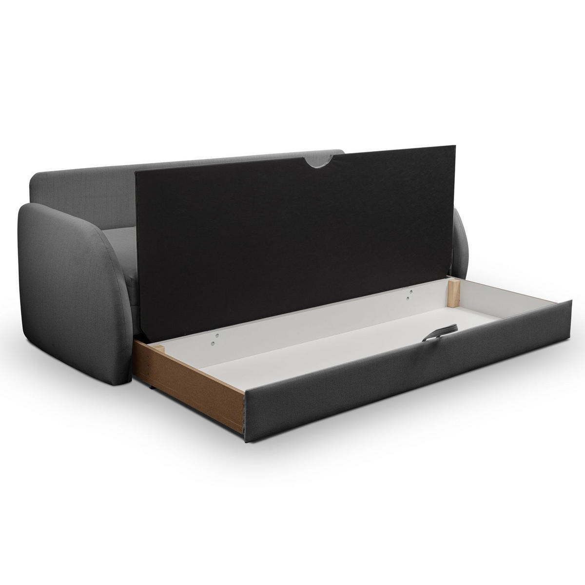 SCHLAFSOFA Diego dunkelgrau - Dunkelgrau/Schwarz, Kunststoff/Textil (221/90/91cm) - Selsey