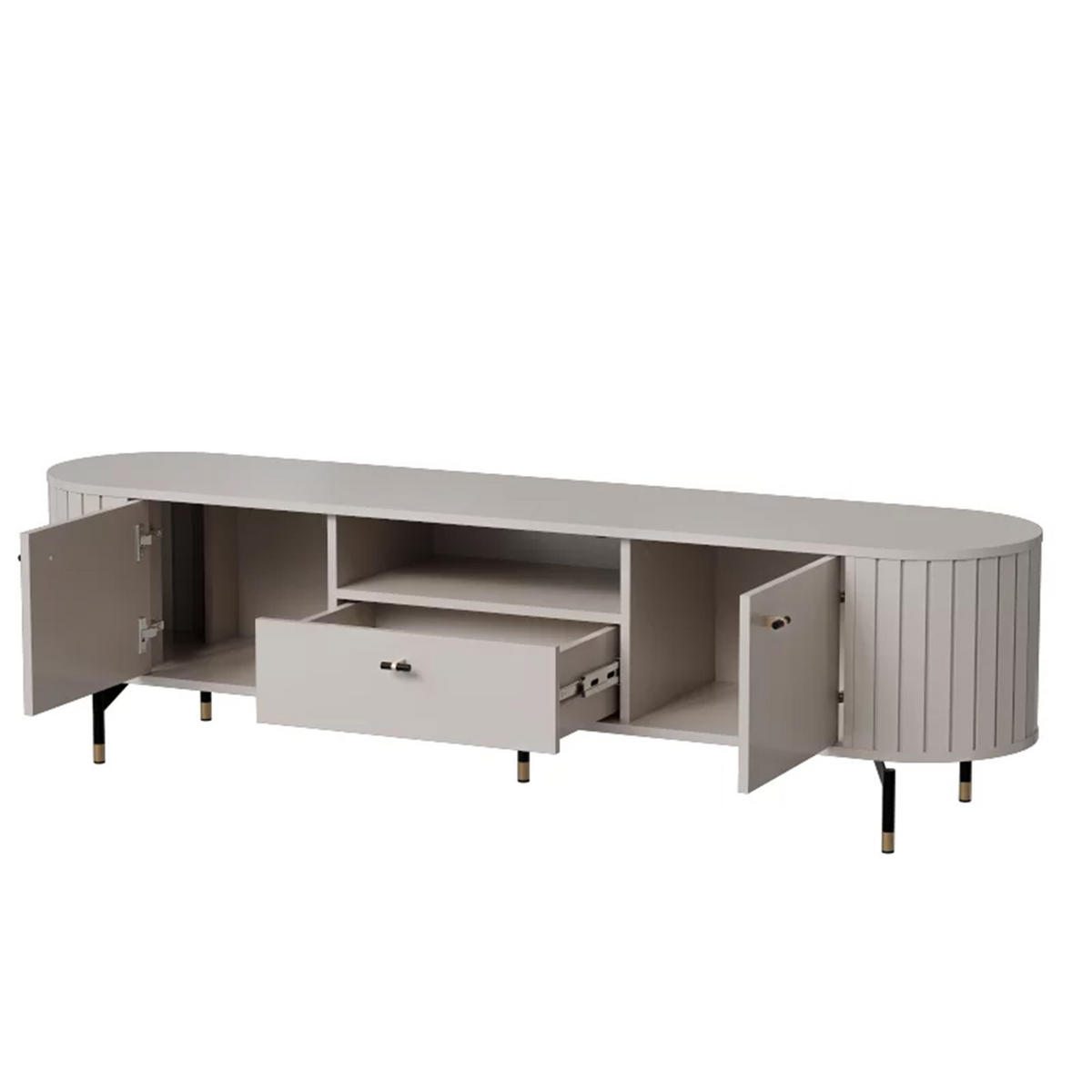 TV-LOWBOARD geriffelt, mit Schublade, Kaschmir - Kaschmir, Holzwerkstoff (180/49/40cm) - Idohome