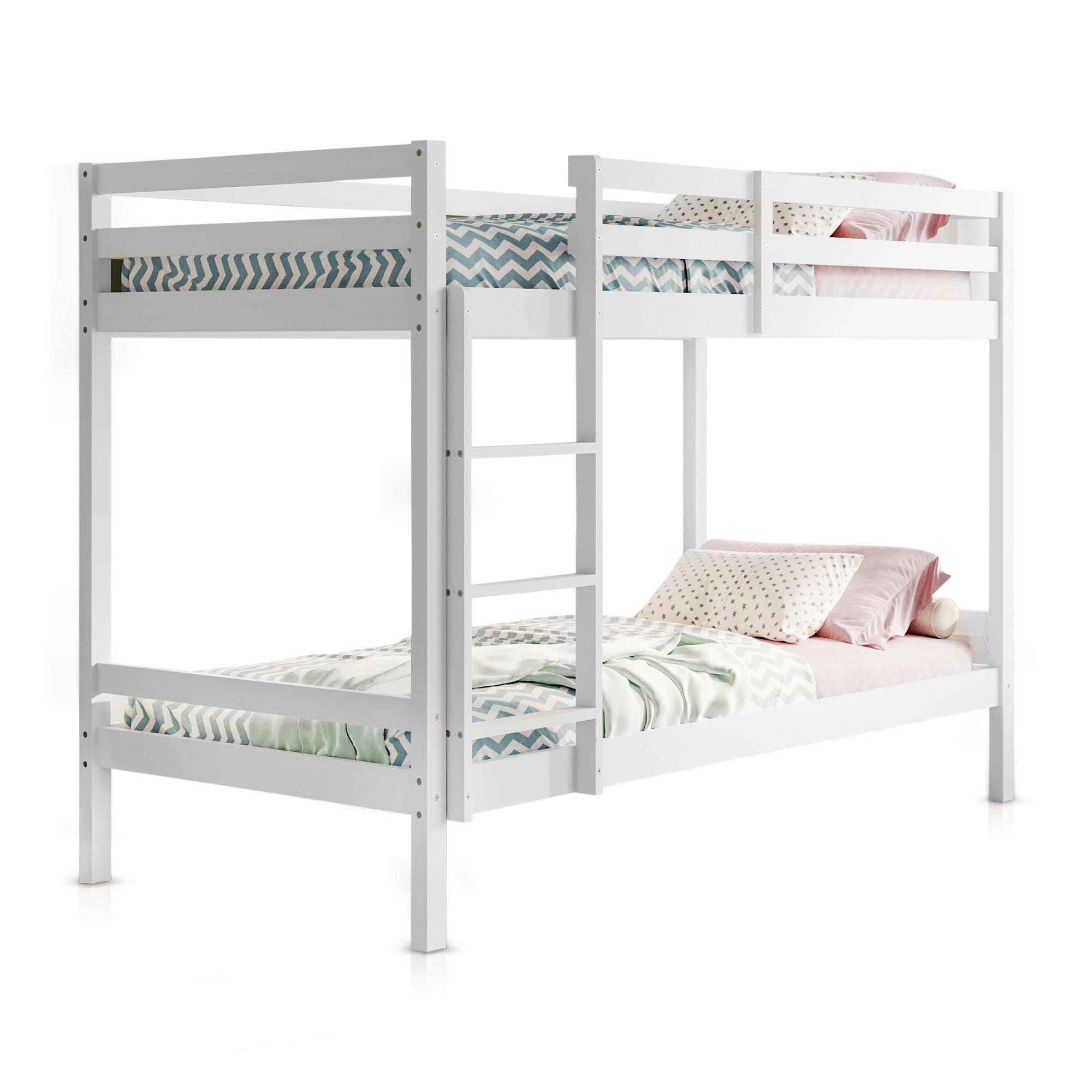 ETAGENBETT mit zwei Matratzen 90x200 cm in Weiß - Weiß, Holz (90/200cm) - Kids Collective
