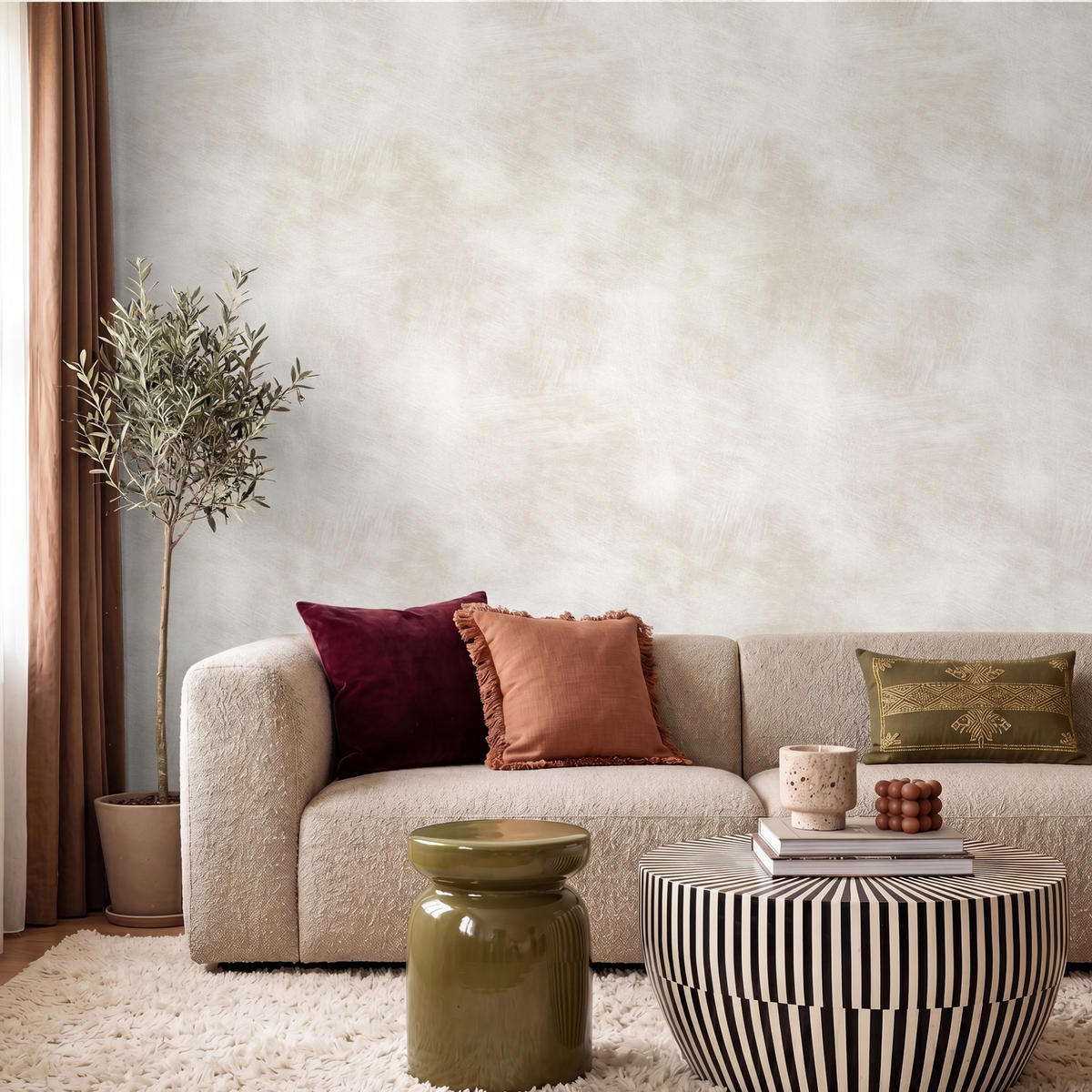 TAPETE - Dezent - Textur - Beige - 240x200 cm - Creme, Papier (240/200cm) - OnlyWow