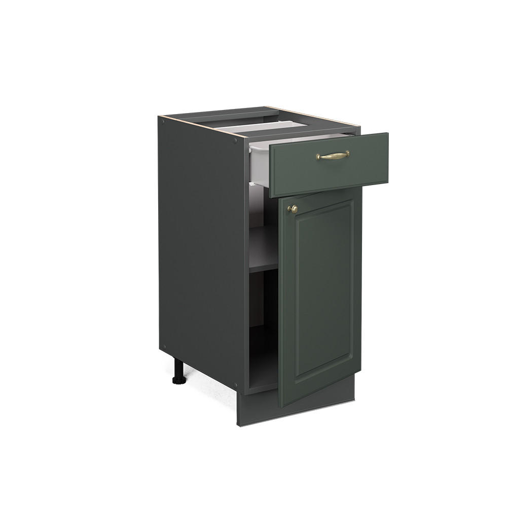 KÜCHENUNTERSCHRANK Fame-Line Grün-Gold Landhaus 40 cm ohne AP - Anthrazit/Grün, Holzwerkstoff (40/82/51.6cm) - Vicco