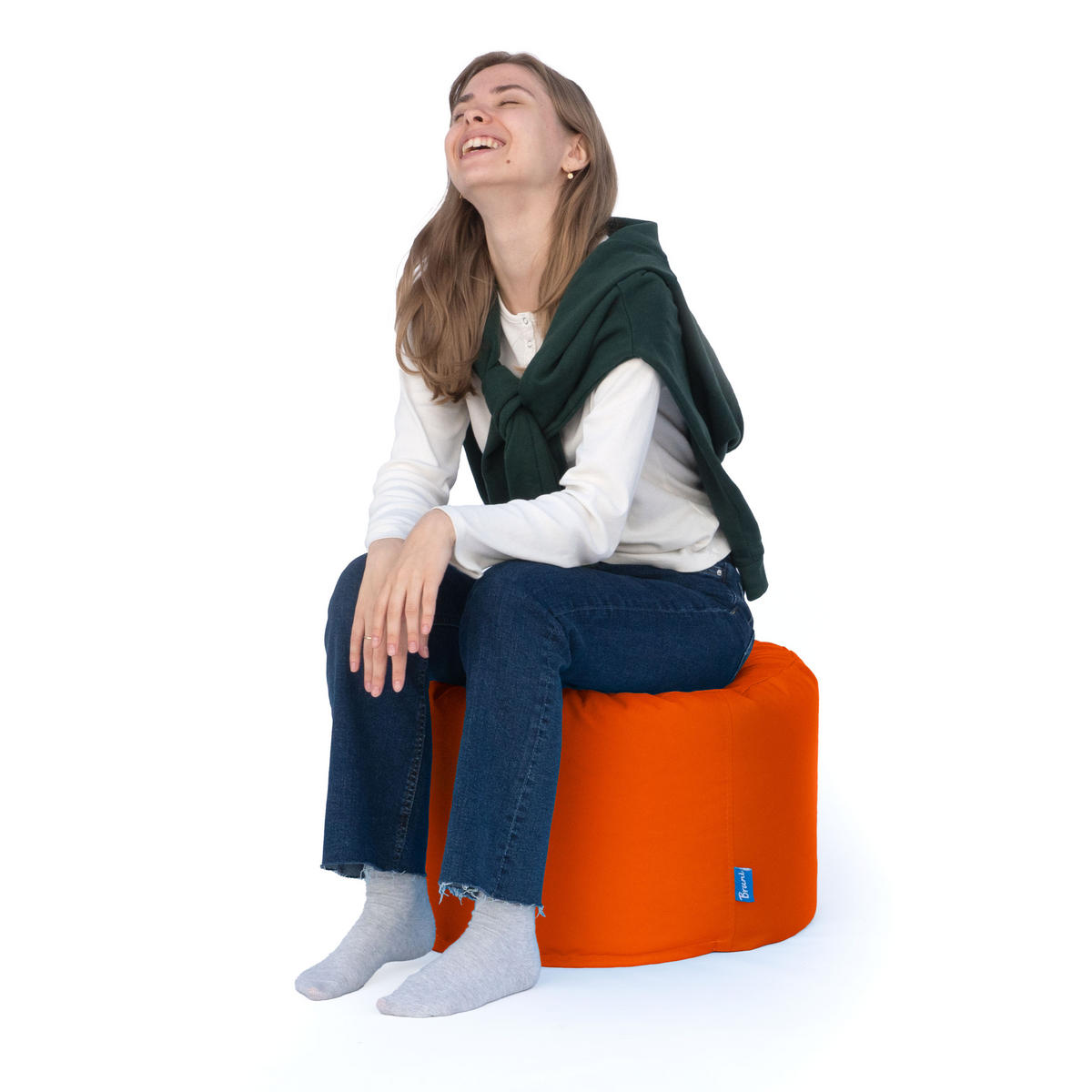 SITZPOUF L orange - Orange, Textil (500/300/500cm) - Bruni