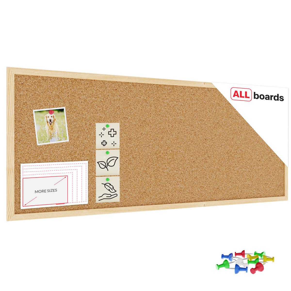 PINNWAND, Korktafel 100x40 cm, Naturholzrahmen - Braun, Holz (100/40/1.5cm) - ALLboards