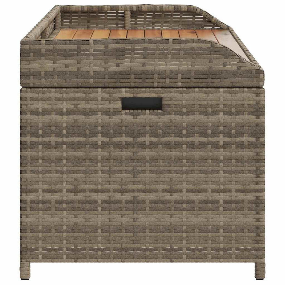 BANK Mit Stauraum Grau 100/50/52 Cm Poly Rattan Akazienholz - Grau, Kunststoff (50/52/100cm) - vidaXL