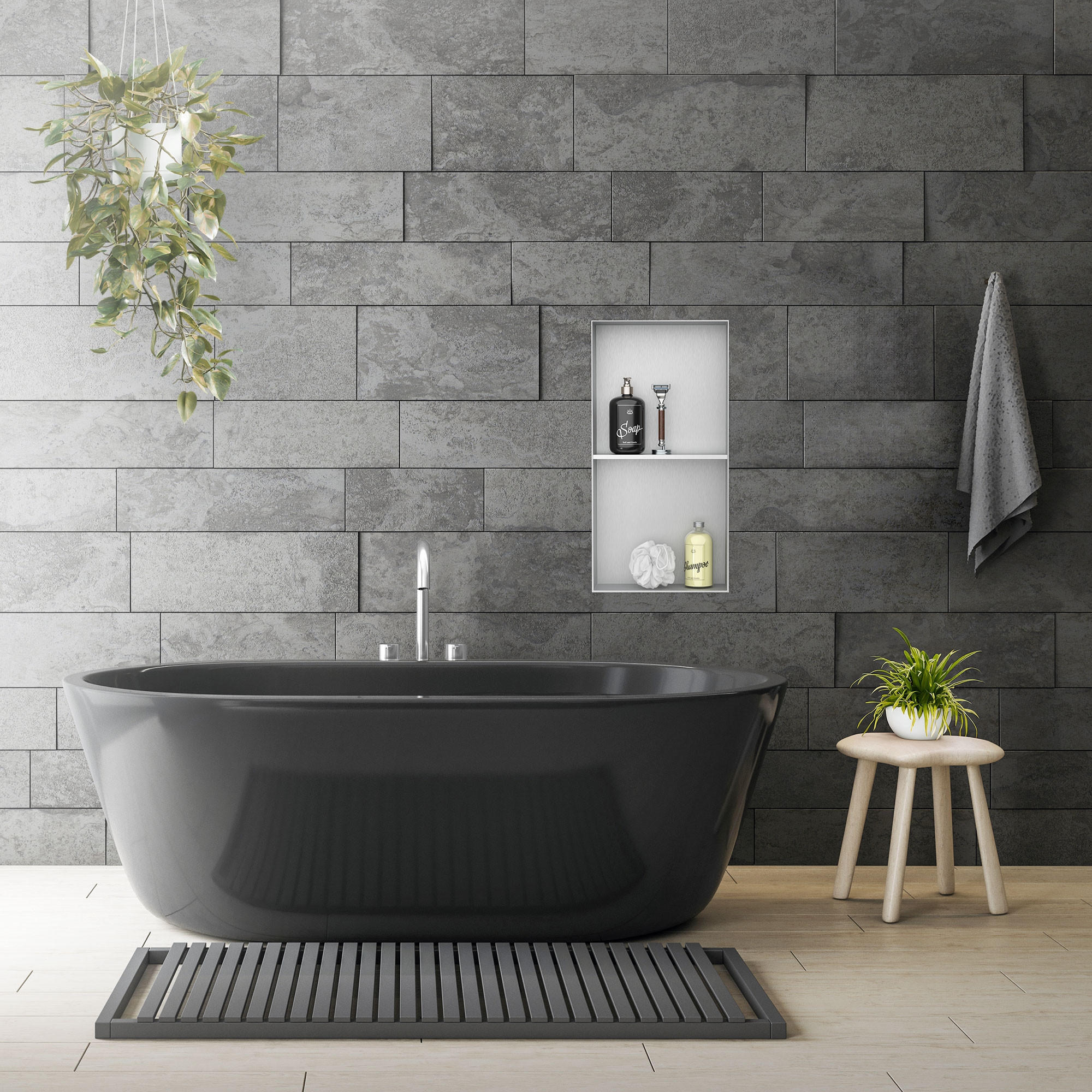Thumbnail - LuxeBath Duschnische, Silber, Metall, Rechteckig, 30x60x10 cm, Badezimmer, Baden & Duschen, Duschablagen
