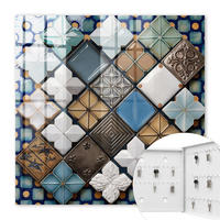SCHLÜSSELBOX Weiß 30x30 cm – Türöffnung nach rechts - Fliesenmuster - Blau, Metall (30/30/5cm) - TULUP