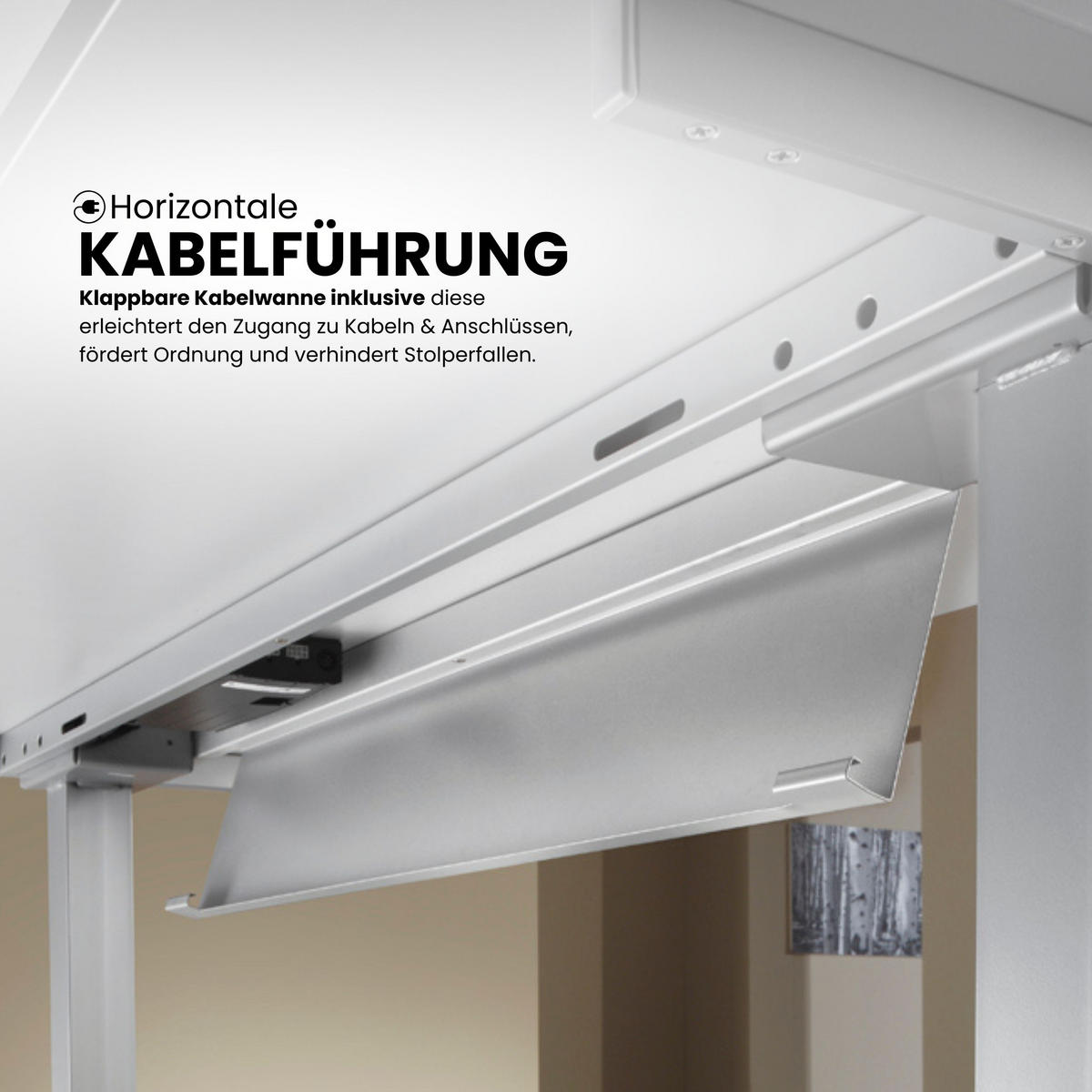 SCHREIBTISCH elektrisch XDSM 80/120/72 cm in Buchefarben/Silberfarben - Buchefarben/Silberfarben, Holzwerkstoff (80/120/72cm) - bümö