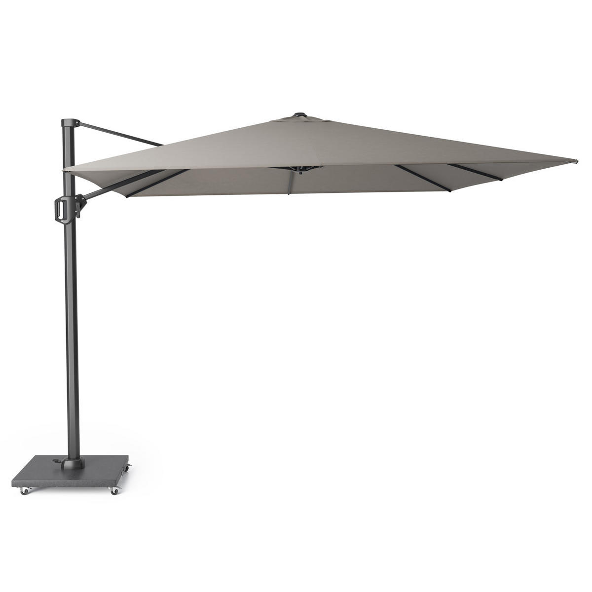 AMPELSCHIRM quadratisch 3 x 3 m Challenger T¹ Premium 360° kippbar grau/anthrazit - Grau, Metall (300/300cm) - Platinum