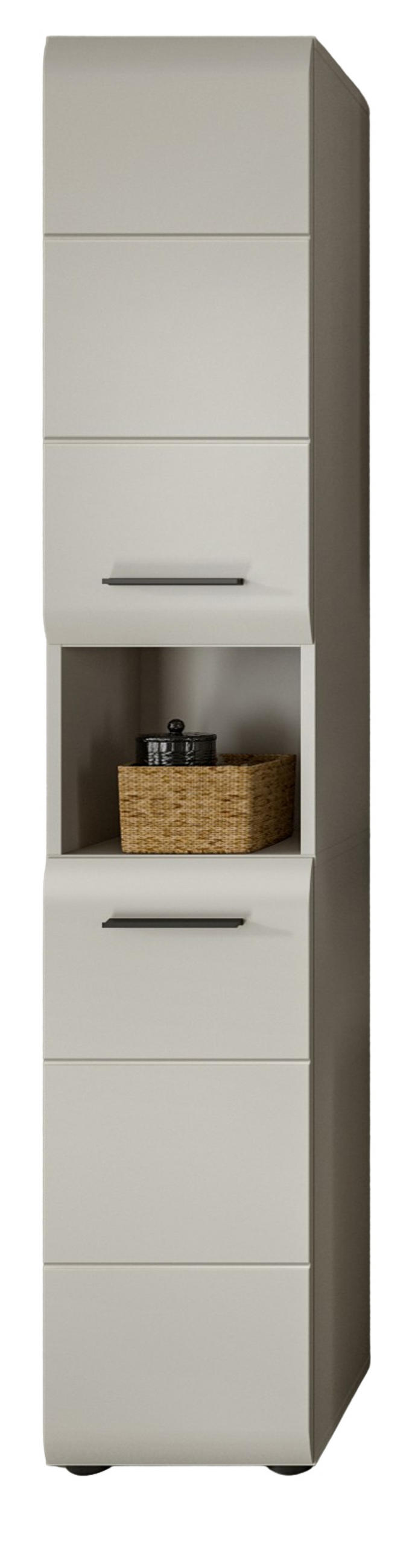 HOCHSCHRANK Kaschmir 30 x 185 cm, Badschrank mit wechselbarem Türanschlag - Kaschmir/Schwarz, Holzwerkstoff/Kunststoff (30/185/30cm) - Inn.Furn