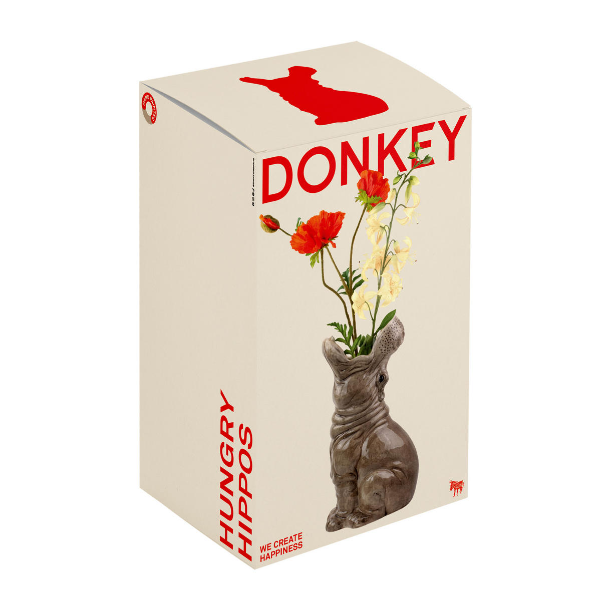 BLUMENVASE Big Hungry Hippos, Dolomit, Grau, 23 x 19 x 42 cm - Grau, Keramik (42cm) - Donkey Products