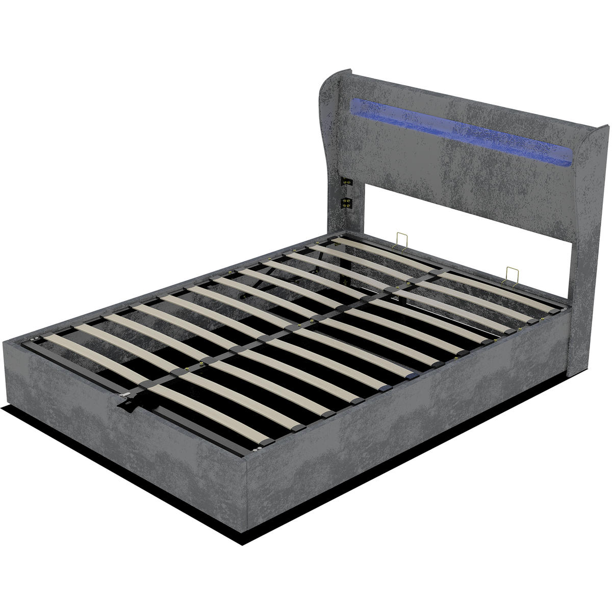 POLSTERBETT PANG-8W3K7N 140/200 cm Grau - Grau, Metall - PANGIVO