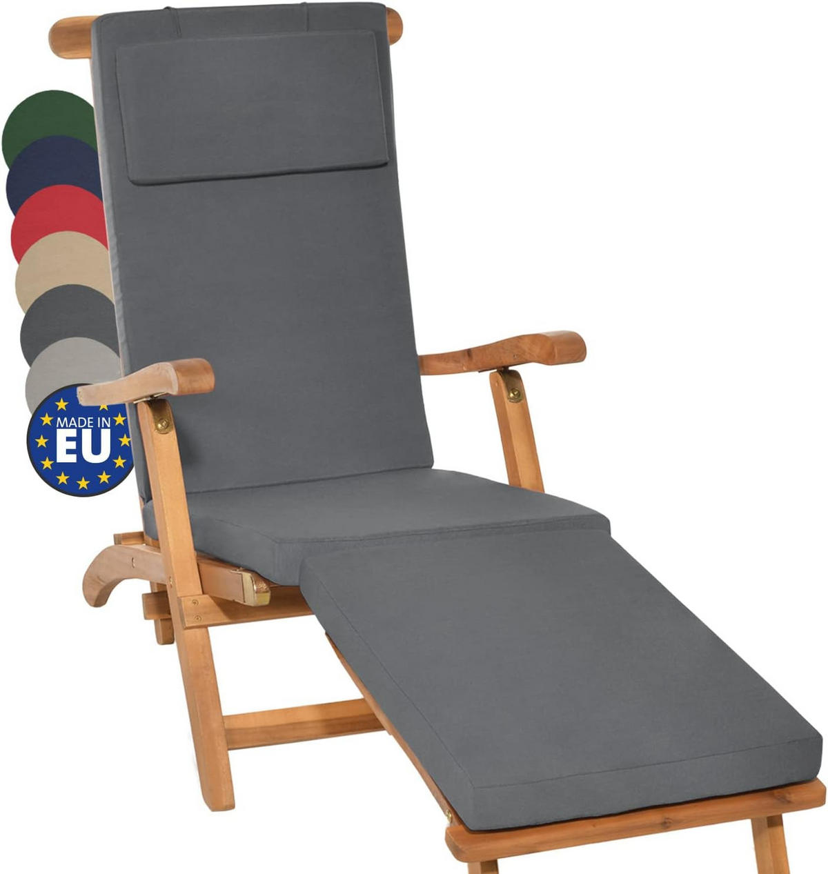 DECKCHAIRAUFLAGE Loftlux DC 175x45x5cm Graphitgrau (2tlg) - Dunkelgrau, Textil (45/10/175cm) - Beautissu 