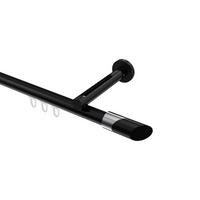 INNENLAUF-GARDINENSTANGEN-SET Siteno Verano 420 cm (geteilt in 3 x 140 cm), 1-läufig, 20 mm Ø Schwarz - Chromfarben/Schwarz, Metall (420cm) - INTERDECO