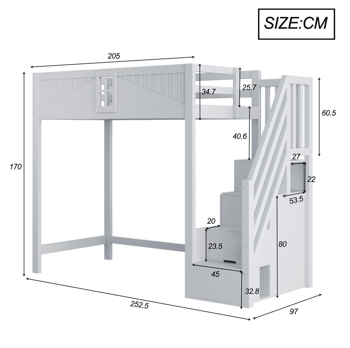 HOCHBETT 90/200 cm Grau aus Holz mit Stauraum - Grau, Holzwerkstoff (90/200cm) - OKMYHOME