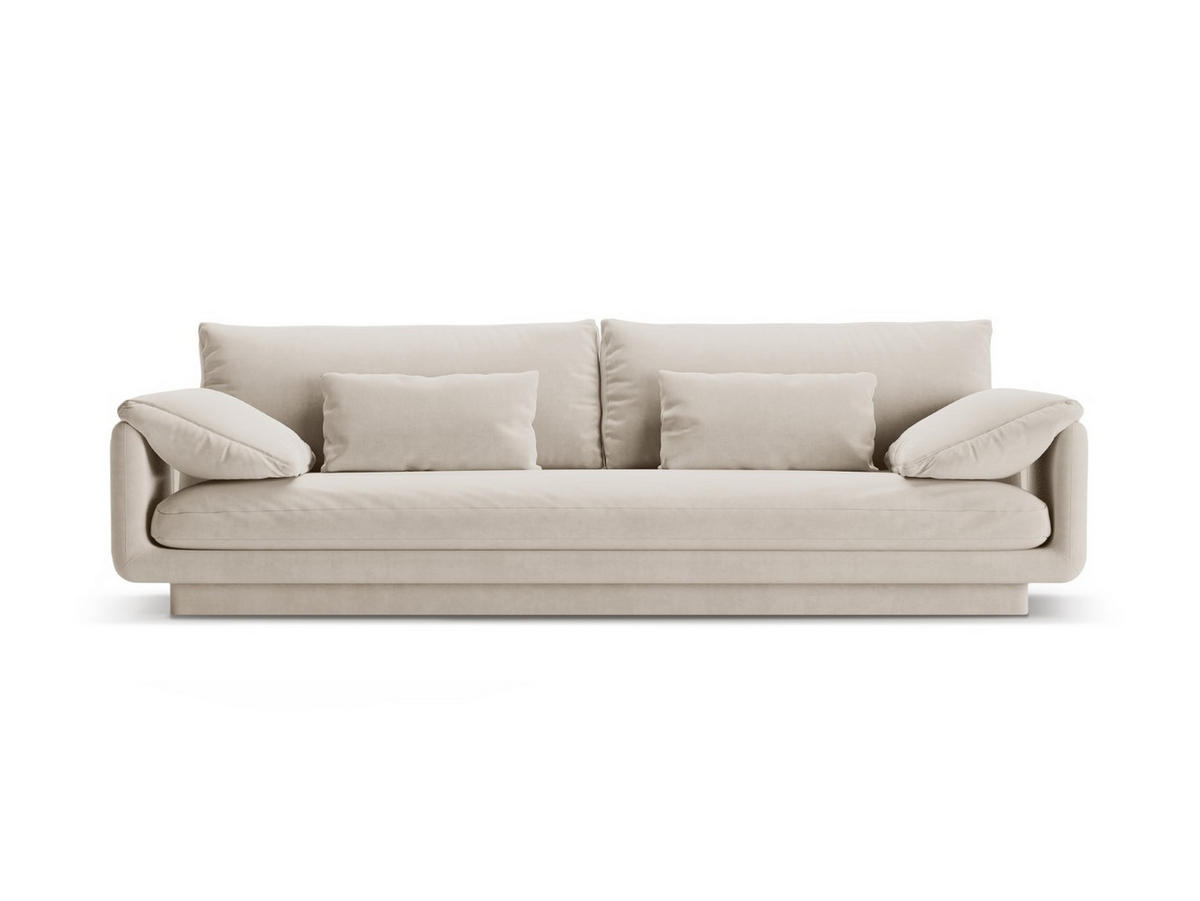 SOFA Torino aus Samt ecru 4 Sitzplätze - Ecru, Textil (250/83/103cm) - Micadoni
