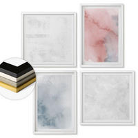 WANDBILDER 4er-Set - 50x50 cm & 40x60 cm Weißer Rahmen - Pastellfarbene Aquarelltexturen - Weiß, Kunststoff (50/50cm) - ArtPrintCave
